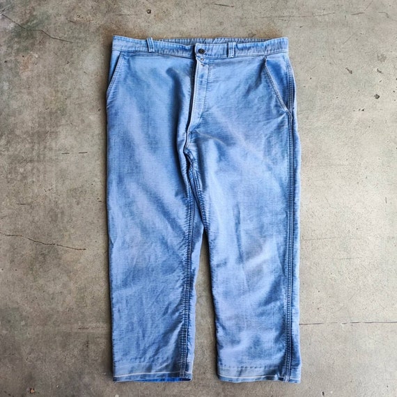 Circa 50s/60s French faded indigo moleskin pant / 