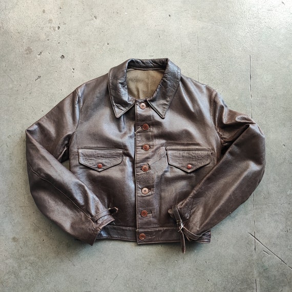 Circa 1940/50s French leather cyclist jacket / cla