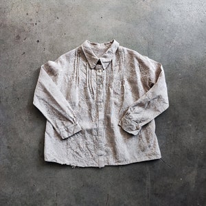 Circa 1930/40s French woman linen overshirt / homemade bespoke work / classic vintage workwear denim antique