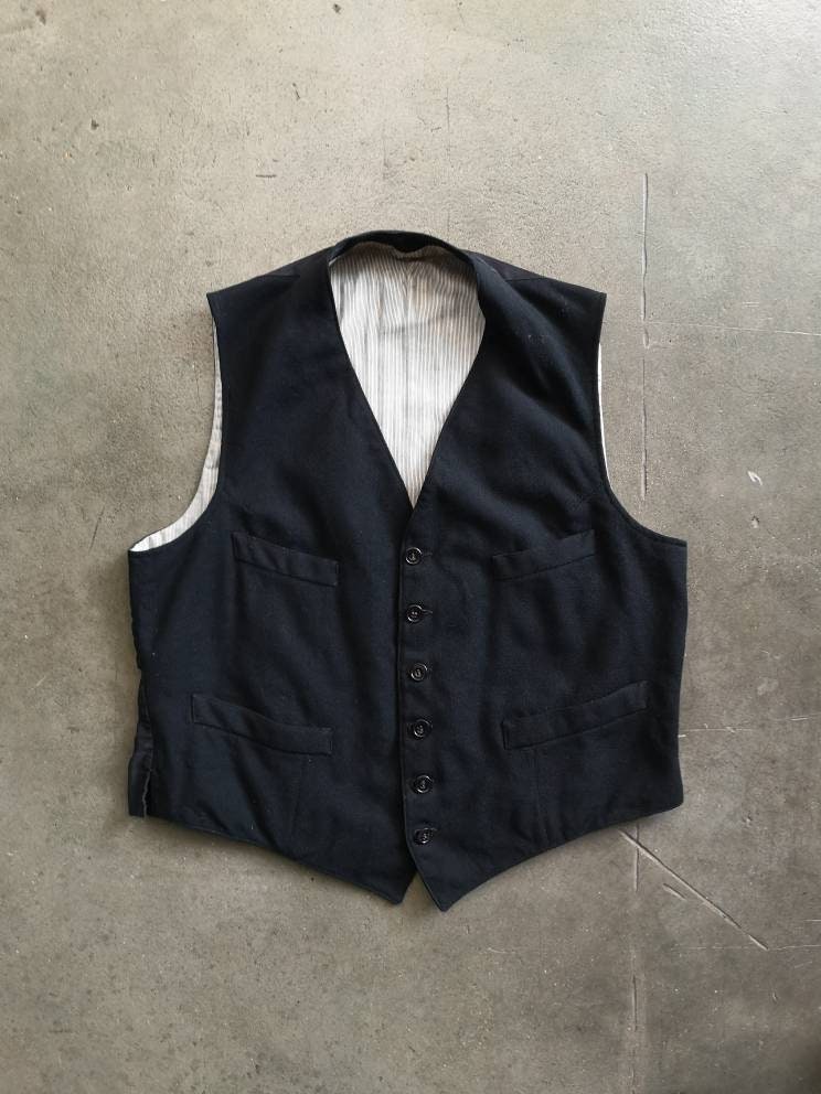 30's] French Vintage Brown Corduroy Gilet Jacket 