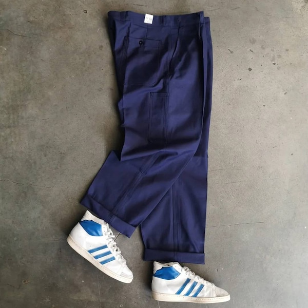 Circa #60s/#70s French army or PTT indigo work pant / Made in France / vintage classic workwear indigo