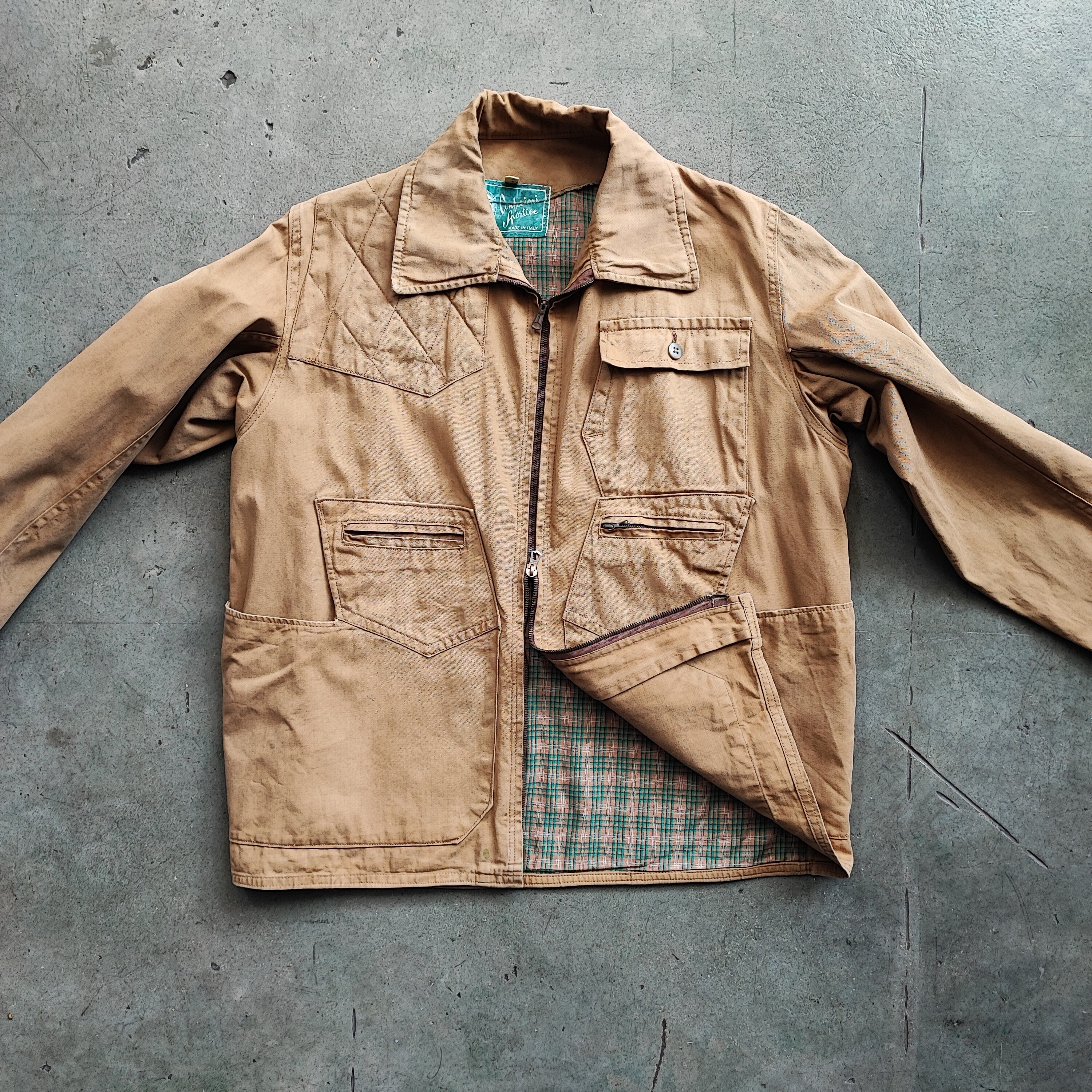 Circa 1960s Italian Hunter Jacket / Made in Italy / Herringbone 