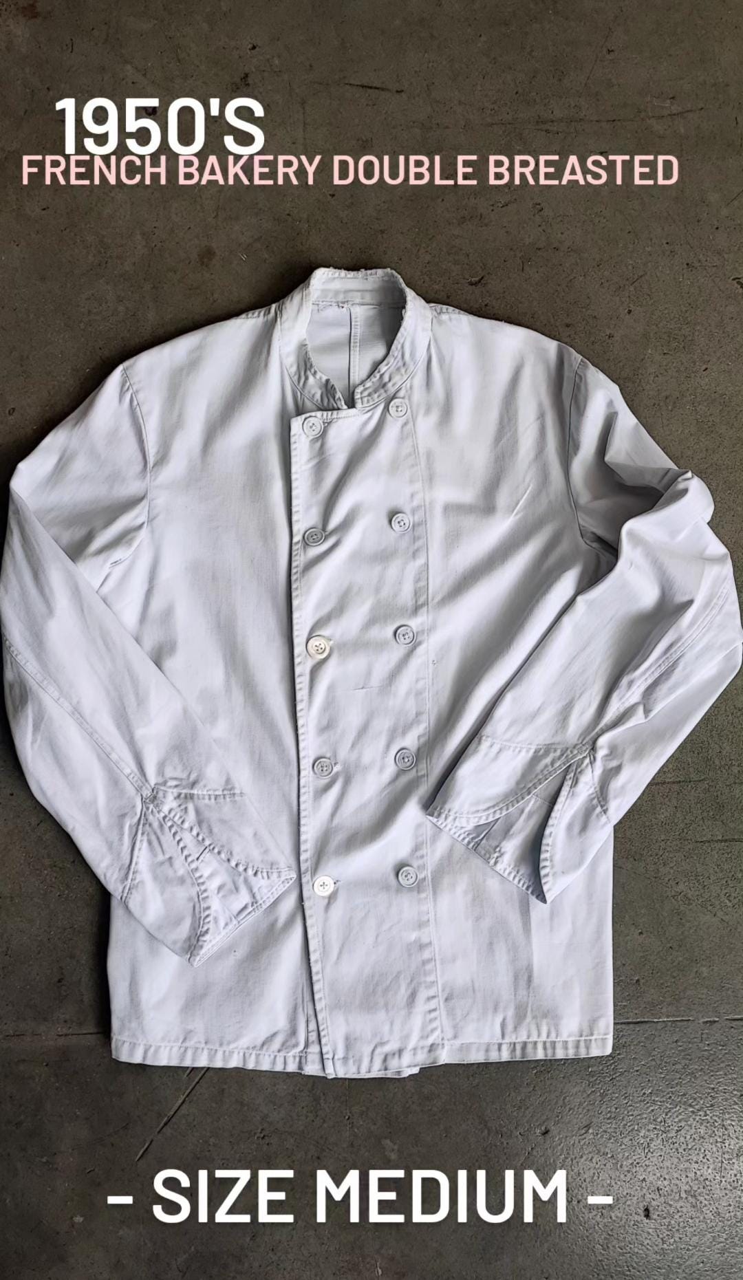 Circa 1950's French Bakery Double Breasted Jacket / White Soft