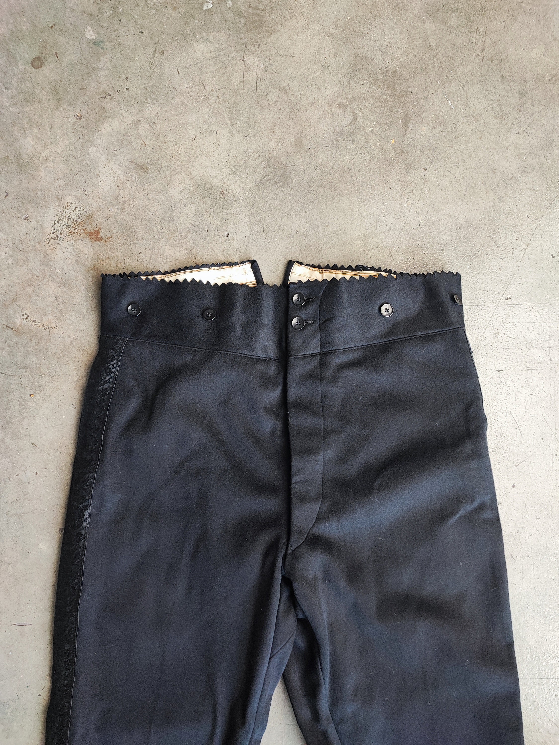 19th Century French Antique Wool Pant / Crafted Work / Back