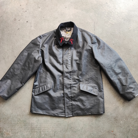 Circa 1960s Rare French Fire Fighter Rubber Jacket Produced Circa 1960s Rare French Fire Fighter Rubber Jacket Produced
