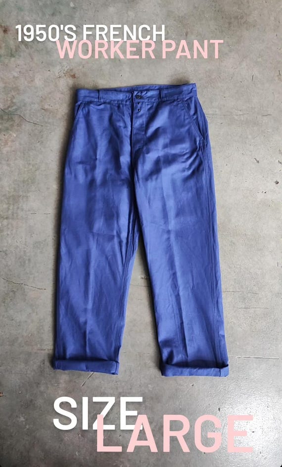 【Deadstock】 50s French Cotton Work Pants Vintage 50s French Train Worker Pants | Vibrant Brown Heavy