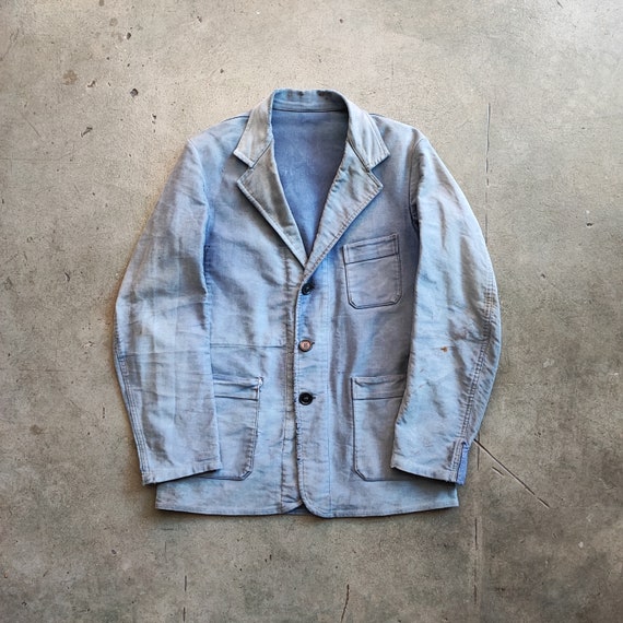 Circa 1950s French 3 Buttons Moleskin Jacket / Made in France 