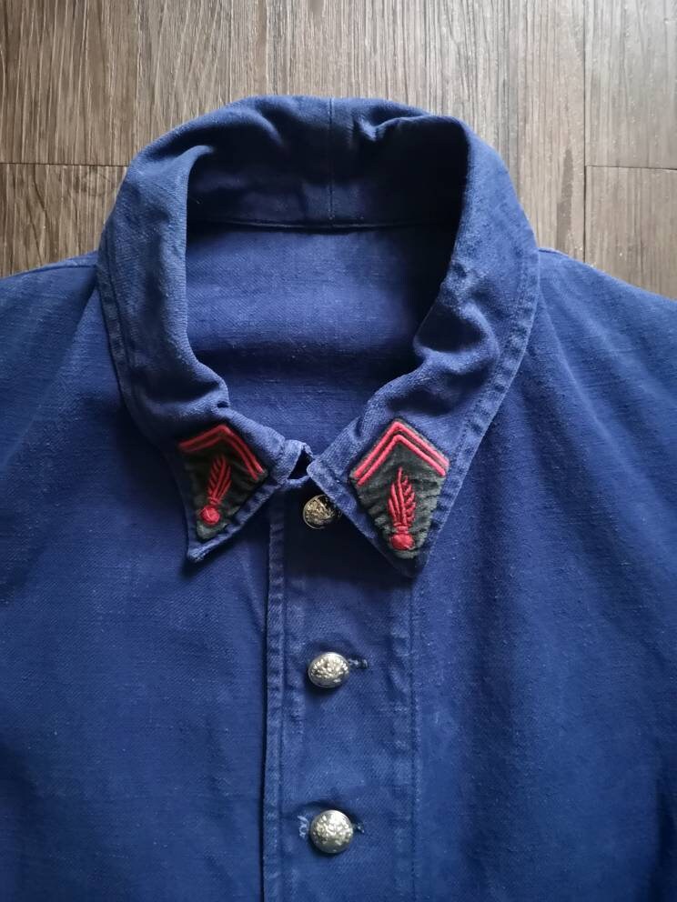 Late 30s French Firefighter Jacket / Made in France / Indigo Twill