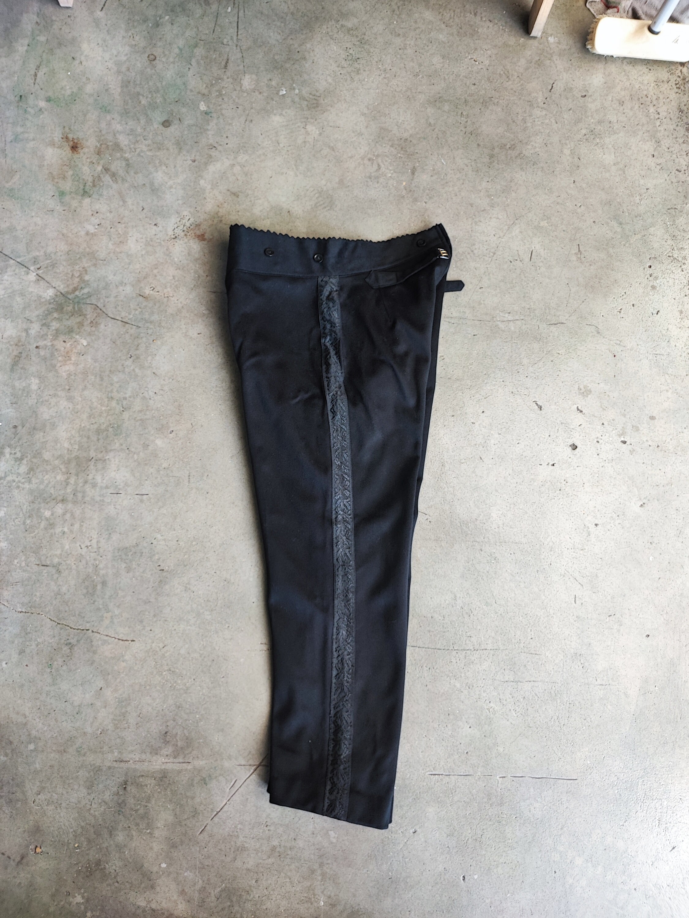19th Century French Antique Wool Pant / Crafted Work / Back