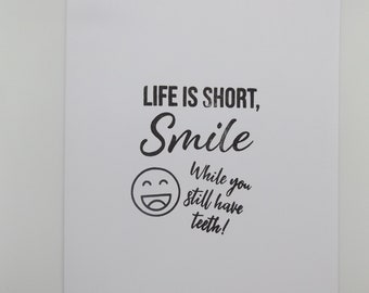 Life Is Short Humorous Birthday Card, Funny Card, Emoji