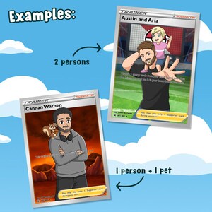 Tarjeta de Entrenador de Poke personalizada con retrato de personaje de anime, diseño de tarjeta coleccionable, divertido dibujo animado K3 imagen 10