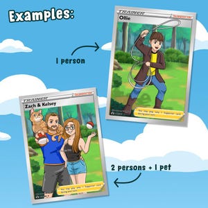 Tarjeta de Entrenador de Poke personalizada con retrato de personaje de anime, diseño de tarjeta coleccionable, divertido dibujo animado K3 imagen 9