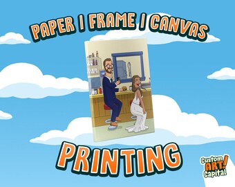 Imprima su obra de arte - Envoltura de lienzo - Póster enmarcado - Póster de papel mate mejorado - Dibujos animados divertidos con IMPRESIÓN