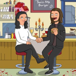 Burger Style Custom Portrait - Personalized & Printable Couple Gift - Funny B Cartoon