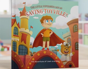 Cuento de superhéroes con nombre personalizado – Momento W01 – Regalo personalizado para niños pequeños con perro, robot y coche de carreras – Libro de recuerdos de cumpleaños
