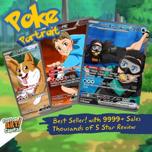 VERKAUF! Benutzerdefinierte POKE Karte Full Art Portrait - personalisierte Anime Trading Card - Vatertagsgeschenk - lustiger Cartoon K6