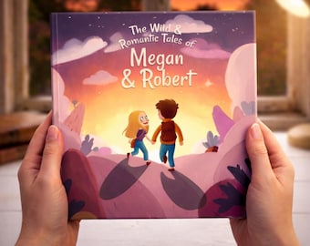 Libro de aventuras y historias de amor personalizado para parejas, nombre personalizado, regalo romántico personalizado, regalo de San Valentín, aniversario o boda, historia W12 Moment