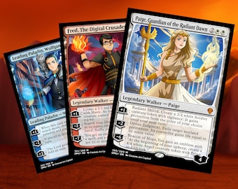 Personalized Fantasy Trading Card Portrait, Planeswalker Style Illustration from Photo Funny D Cartoon