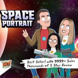 VERKAUF! Weltraum Portrait - Custom Mooncake Art Poster - Vatertagsgeschenk lustiger Cartoon Q2