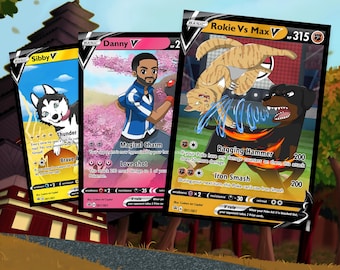 Tarjeta de anime personalizada / Retrato personalizado estilo Poke (Descarga digital imprimible)