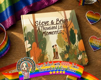 Personalized Gay Couple Storybook, Custom LGBT Love Book, Romantic Anniversary Gift for Boyfriend or Husband, Hand Drawn Keepsake