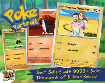 SALE! Custom POKE Card Portrait from Photo - Personalized Anime Poster - Fathers Day Gift- Funny Cartoon K4