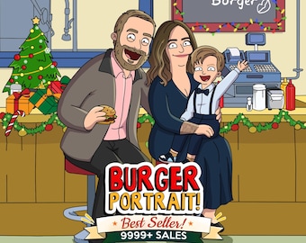 Burger Style Custom Portrait - Personalized & Printable Couple Gift - Funny B Cartoon