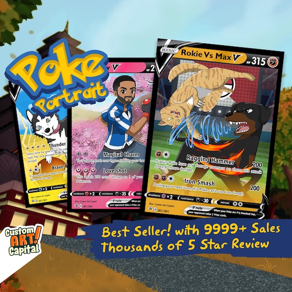 Personalized Anime Card | Custom Poke Style Portrait (Printable Digital Download)