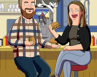 Retrato personalizado de Bob's Burg: dibujo familiar (solo archivo digital) Dibujo divertido B