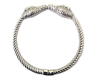 925 Sterling Silver Open Ended Unisex Crocodile Motif Cuff Bangle