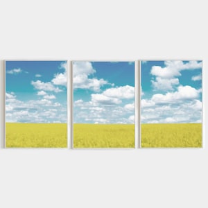 Ukraine Print Ukraine Wall Art Ukraine Poster Ukraine Oil Painting Print Ukrainian Field Print Blue Yellow Art Print Set of 3 Ukraine Shops
