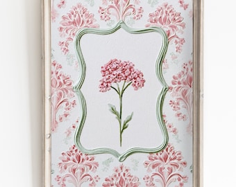 Floral Nursery Wall Art PastelPink Botanical Print, Oil Painted Baby Room Decor