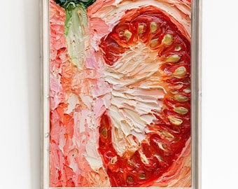 Pomodoro Print: Oil Painted Tomato Art for Kitchen Wall Decor, Vintage Food Illustration, Gift Idea