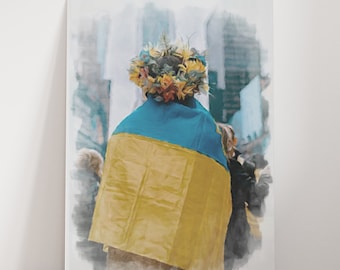 Brave Ukraine Print Ukraine Wall Art Ukraine Poster Ukraine Oil Painting Print Ukrainian Bravery Print Art Print Yellow Blue Flag Ukraine