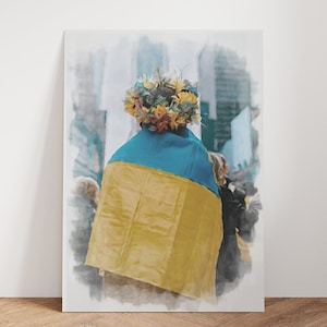 Brave Ukraine Print Ukraine Wall Art Ukraine Poster Ukraine Oil Painting Print Ukrainian Bravery Print Art Print Yellow Blue Flag Ukraine