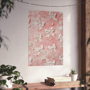Bow Wall Art Oil Painting Decor for Nursery Chic Girl Room Artwork Print Aesthetic Home Decor Oil Painting Print for Nursery Decor image 4