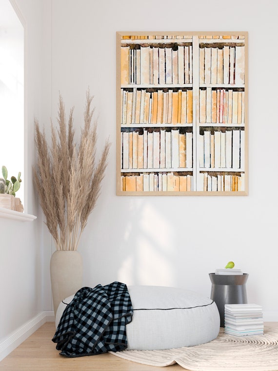 Bookshelf Wall Art Watercolor Prints Boho Wall Art Printable Etsy
