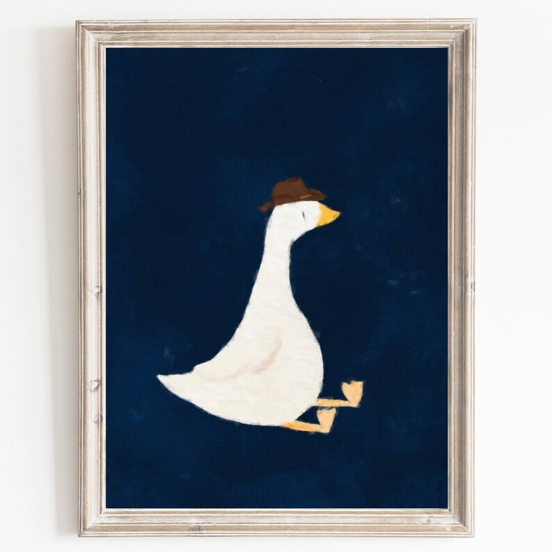 Silly Goose Wall Art Cute Goose Poster Cowboy Nursery Decor Farm Animal ...