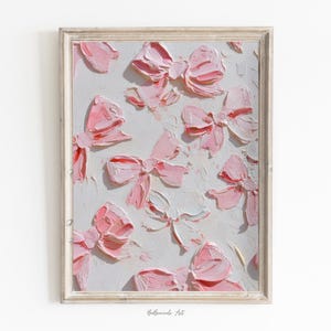 Bow Wall Art Oil Painting Decor for Nursery Chic Girl Room Artwork Digital Print Aesthetic Home Decor Oil Painting Print for Nursery Decor