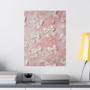 Bow Wall Art Oil Painting Decor for Nursery Chic Girl Room Artwork Print Aesthetic Home Decor Oil Painting Print for Nursery Decor image 5