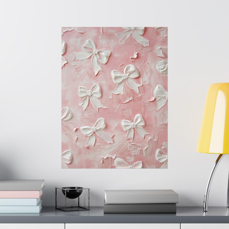 Bow Wall Art Oil Painting Decor for Nursery Chic Girl Room Artwork Print Aesthetic Home Decor Oil Painting Print for Nursery Decor image 5