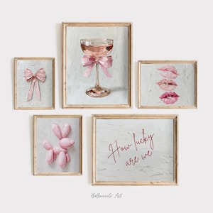 College Apartment Decor Set of 5 Oil Painted Trendy Wall Art Cute Dorm Room Prints Aesthetic Digital Download Preppy Home Decor for Students