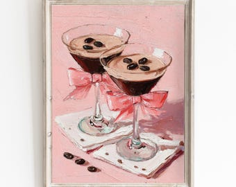 Expresso Martini Print Vintage Cocktail Art Wall Decor for Bars Coquette Espresso Artwork Unique Kitchen Decor