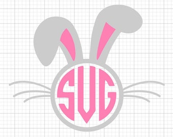 Bunny Monogram Svg, Easter Svg, Bunny Face Svg, Easter Bunny Face Svg, Easter Bunny Svg, SVG SVG SVG Cut File, Svg, svg, cricut, Cricut
