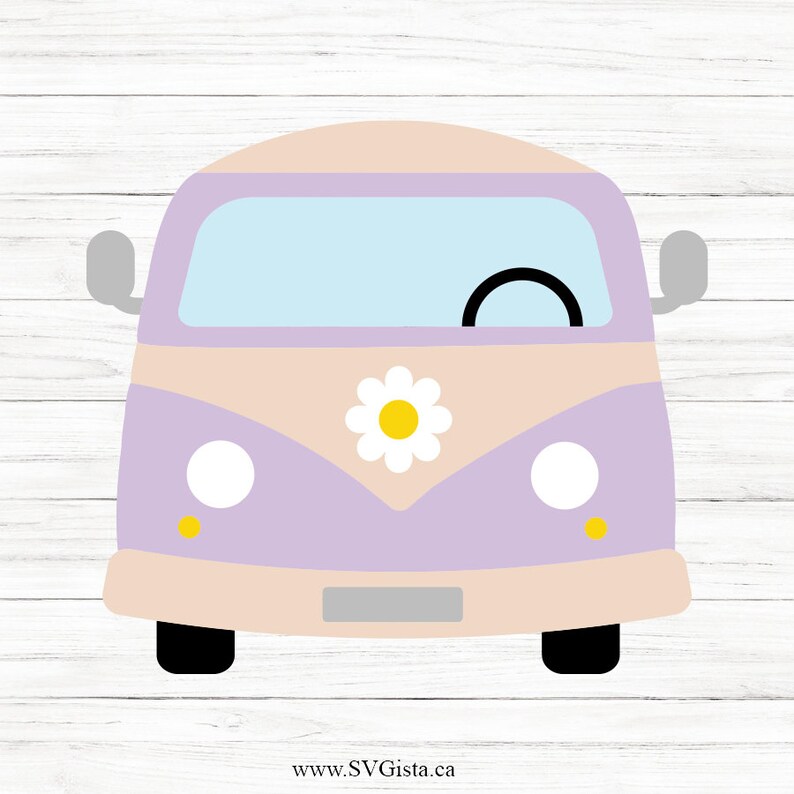 Hippie Van Svg, svg files, svg files for cricut, svg cricut, svg images, svg designs, clipart, svg, Digital Download, Silhouette Svg image 2