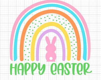 Easter Svg, Happy Easter Svg, Easter Rainbow Svg, Bunny Svg, Bunny Rainbow, Cricut Svg Files, Easter Shirt, Easter Bunny Shirt, Easter, svg