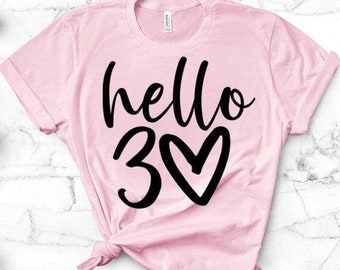 30. urodziny SVG, projekt serca Hello Thirty (pobranie cyfrowe)