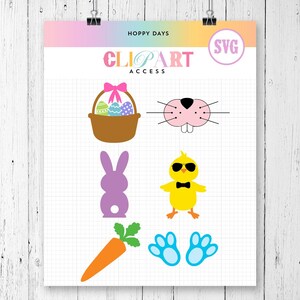 Ostern SVG Bundle | Korb, Hase, Hasengesicht, Karotte, Küken mit Brille, Hasenfüße | Exklusiv für Clipart Access