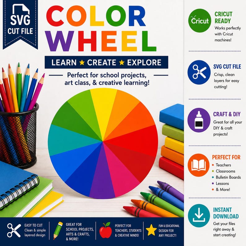 Color Wheel SVG, Cricut Cut File, Crafting Illustration (digital ...