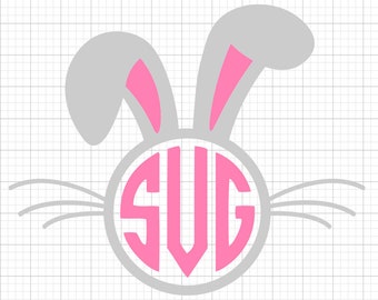 Bunny Svg File, Easter Bunny Svg, Easter Svg, Bunny Monogram Svg, Cricut Svg File, Silhouette File, Svg Easter Basket Monogram, Cricut, Svg